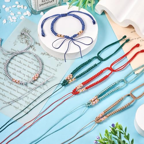 Adjustable Slider Bracelets Colorful Half Finished Bracelets Adjustable Beaded Bracelets DIY Friendship Bracelets for Women Jewelry Making Gifts Supplies - color: Mixed Colors-Peach Knot