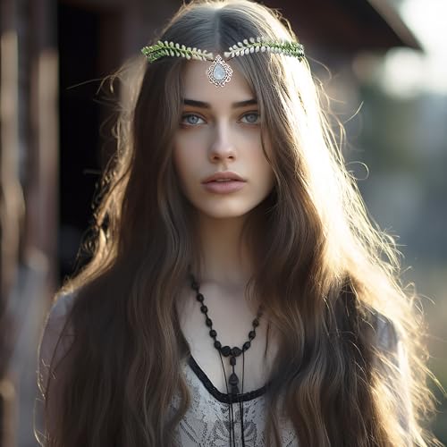 Vivivalue Fairy Flower Crown Women Even Headband Floral Headpiece Woodland Forest Circlet Halloween Renaissance Wedding Bridal Cosplay Prom Photo Props Green - color: 4
