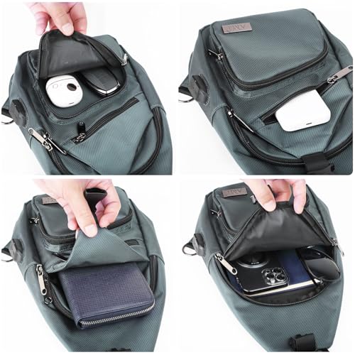 AMJ Crossbody Sling Bag Men Women, Casual Shoulder Backpack, Chest Daypack Satchel for Hiking Travel - color: Green, size: Large