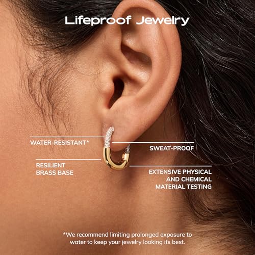 Ana Luisa Rectangle Hoop Earrings - Sterling Silver Base With 14K Gold & Silver Rhodium Plating - Chic, Dainty Mixed Metal Huggie Hoops - Hypoallergenic, Tarnish-Free, and Water-Resistant Hoops - color: Two Tone Cubic Zirconia