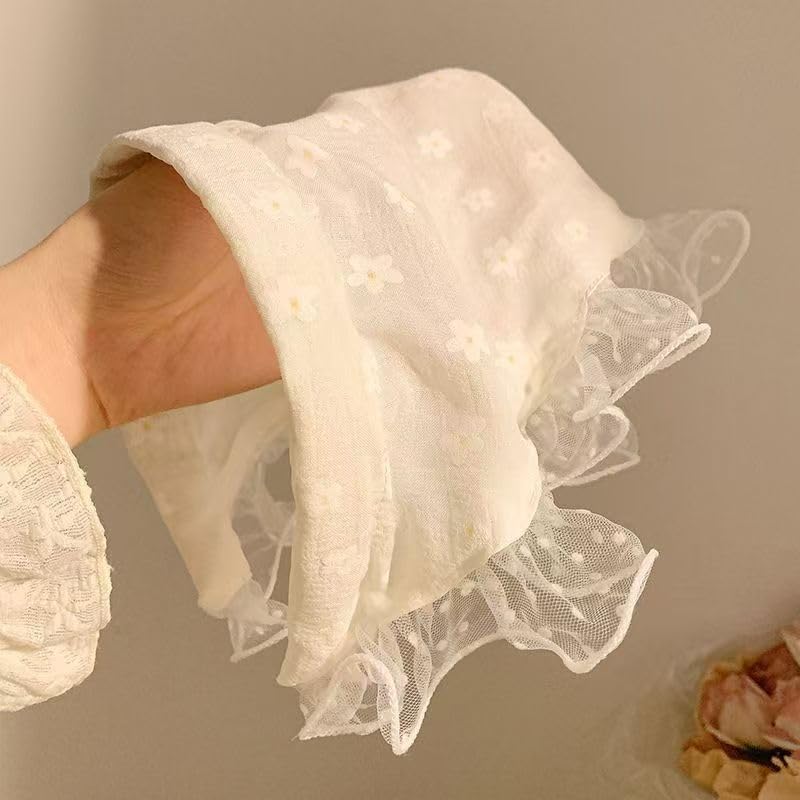 Women's Lace Bandana Headband, Vintage Gingham Triangle Scarf with Bow, French Retro Style for Boho Chic & Casual Outfits (15-Beige floral, One Size) - color: 15-Beige floral