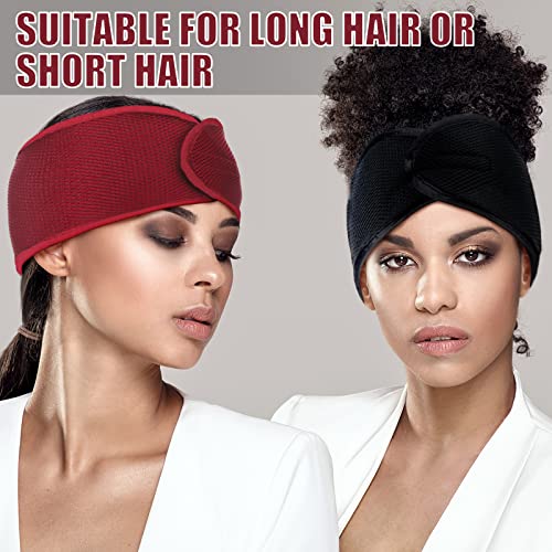 Haysandy 4 Pcs Mesh Hair Wrap for Women Pixie Hair Mesh Wrap Adjustable Pixie Cut Head Band for Sleeping Styling Makeup(Black, Wine Red) - color: Black, Wine Red