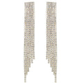 Silver Rhinestone Crystal Bridal Chandelier Long Tassels Dangle Earrings for Wedding - color: A-gold earring
