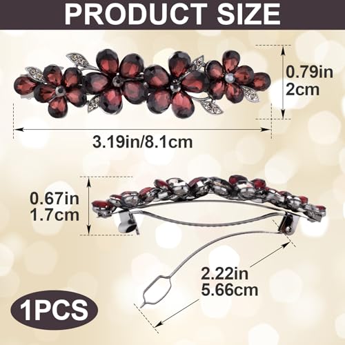 Joez Wonderful Rhinestone Hair Clips, Bridal Hair Accessories for Women, Sparkly Crystal Hair Pins, Fancy Hair Barrettes for Wedding, Bride, Long Hair (Red Flower, 1 Pcs) - color: Flower Red