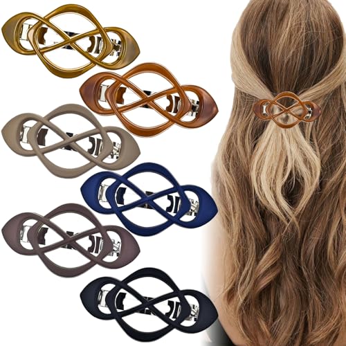 6PCS Vintage French Barrette Clips, Matte Flat Claw Clips for Thin & Long Hair Strong Hold Hair Accessories for Women & Girls - color: Style 1