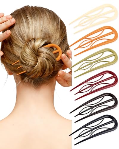 French Hair Pin for Women - U-Shaped Hair Fork for Updos, Chignons & French Twists, Durable Acrylic, Secure & Elegant Styling for All Hair Types (Deep Colors (Glossy)) - color: Deep Colors (Glossy)
