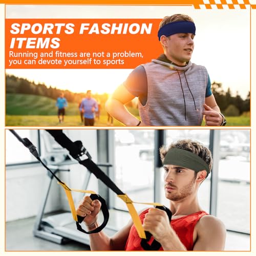 18 Pcs Sports Sweatbands for Men Women Camo Headbands Workout Non Slip Headbands Breathable Head Band Fitness Stretchy Unisex Hairband for Yoga Running Cycling Ball - color: Vivid Colors