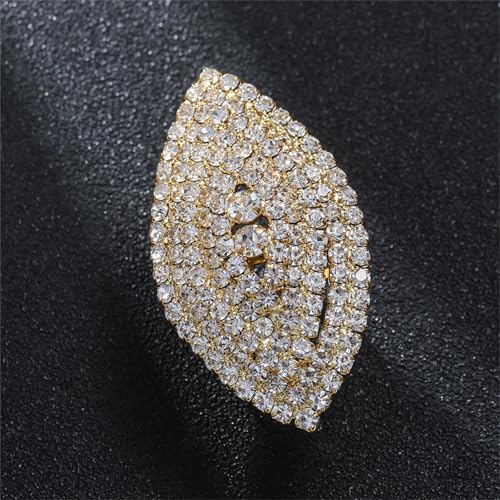 Sparkling Rhinestone Ring Bohemia Thick Large Oval Geometric Ring Square Princess Rings Fashion Heart Zircon Crystal Ring Prom Wedding Party Ball Rings for Women - color: Gold