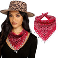 AWAYTR 100% Cotton Bandana for Cowgirl Western Cowboy Costume, 21 Inch Paisley Scarf with Grommet Western Ornaments - color: Red