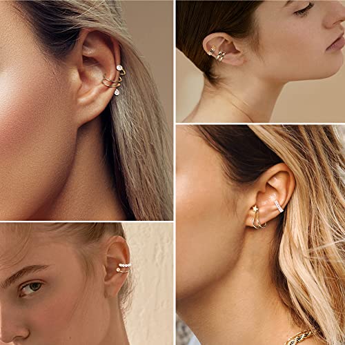 Dochais Ear Cuff Helix Cartilage Clip on Earrings Ear Cartilage Clip on Wrap Earrings Ear Cuffs for Women Men Non Piercing Ear Piercing Fake Earrings Set(Gold/Silver) - style: B-73 Pcs(Gold/Silver/Black)