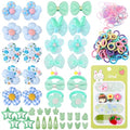 400 Pcs Baby Girls Hair Accessories Set,Baby Girls Hair Ties,Flower Bows Rubber Bands,Hair-friendly Hair Clip,Soft Elastic Hair Bands,Claw Clip(Green) - color: Green