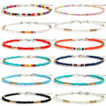 XIJIN 8Pcs Handmade Beaded Anklets for Women Boho Colorful Beads Ankle Bracelets Adjustable Foot Anklet Set - color: C