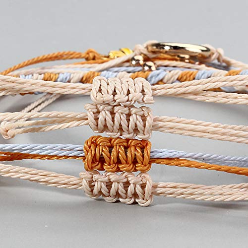 FANCY SHINY Easter Gifts Basket Stuffers Sunflower String Bracelet Boho Braided Rope Wrap Bracelets Cute Summer Beach Surfer Jewelry for Women - color: Dark Orange