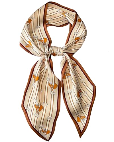 Purse Scarf For Handbags Head Scarves For Women's Hair Bags Scarfs Long Skinny Scarves Fashion Silky - color: A19-brown Saddle