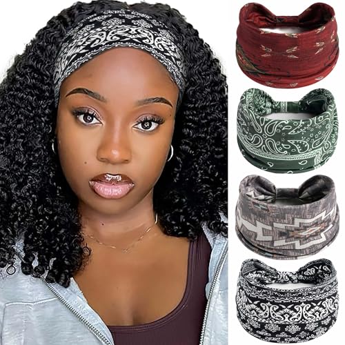 Boho Bandana Wide Headbands Womens' Hair Bands Fashion Paisley Head Wraps African Scarf Headband Vintage Turban Bohemian Sweatbands Large Hair Scarf For Women Girls Workout - color: Style 91