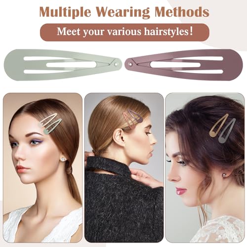 WILLBOND 30 Pieces 3.1 Inch Large Metal Snap Hair Clips Nonslip Barrettes Women Hair Accessories (Six Color) - color: Six Color, style: Minimalist