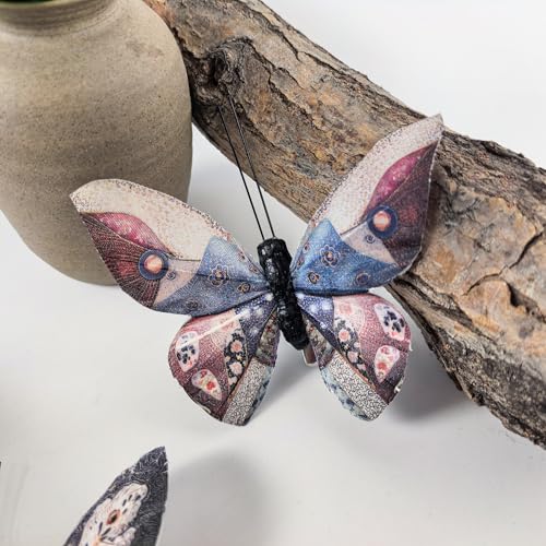 Berfutall-Artificial Feather 3D Butterfly Party Decorations Set of 12 with Clip 12 Color Ornaments for Christmas Tree (D Clip) - color: D Clip