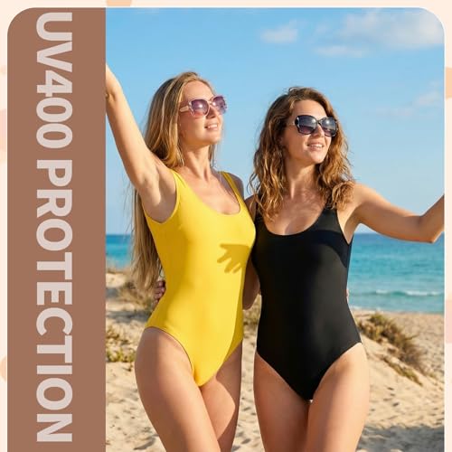 3/4 Pcs Women Large Sunglasses UV 400 Glasses Oversized Classic Trend Ladies Sunglasses with Shiny Large Frame - color: Black/Purple/Champagne