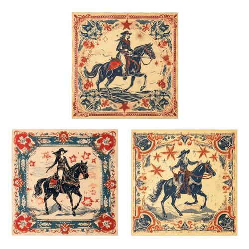 22"x22" Multi-Purpose 100% Cotton Bandana Face Mask(3-Pack) - color: Cowgirl Assorted