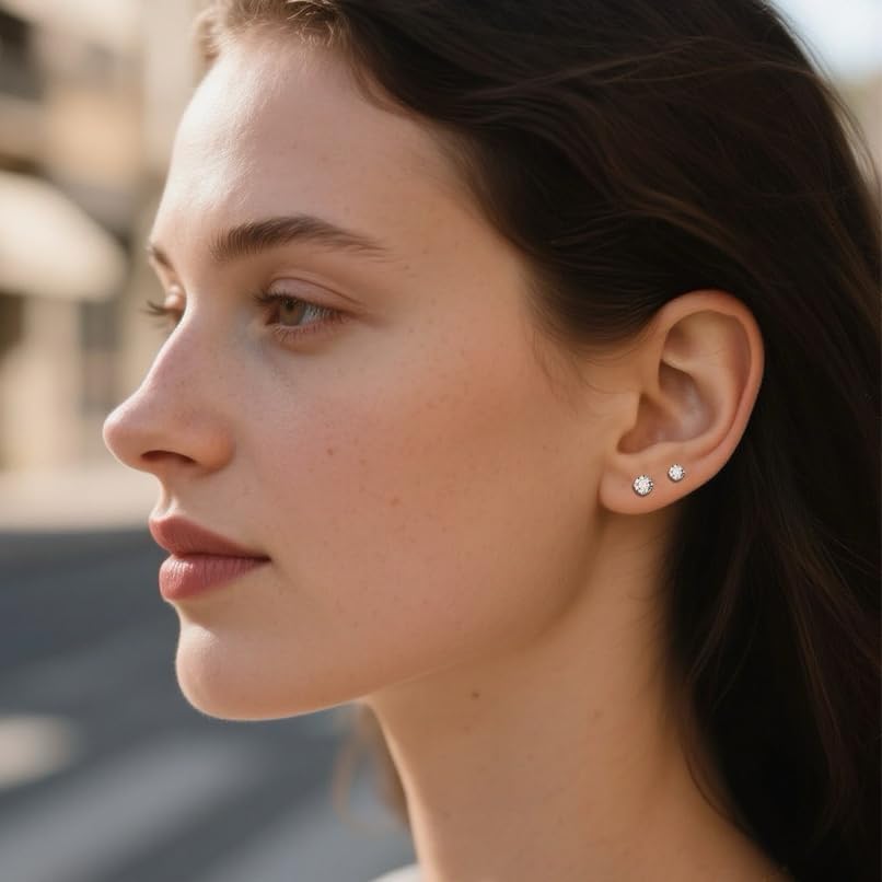 10 Pairs Small Stud Earrings for Women Precision-Cut Cubic Zirconia Earrings for Sensitive Ears Hypoallergenic Surgical Stainless Steel Tiny Stack Earrings for Multiple Piercing - color: 5 Pairs-3mm/4mm/5mm/6mm/8mm-Silver