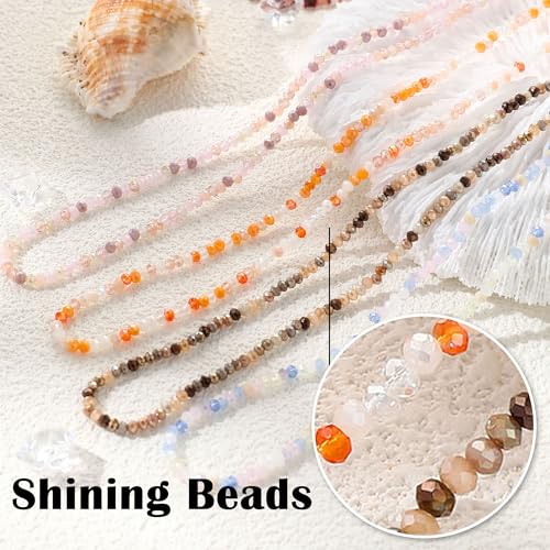JSJOY Tiny Crystal Beaded Choker Necklaces for Women Colorful Beaded Necklace Dainty Choker Necklaces Simple Boho Jewelry Gifts for Teens Handmade Shining Bead Necklaces Gifts - color: Light Blue