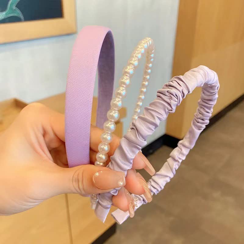 Ooosonlu Fashion Pearl Hairbands Set - Non-Slip Hair Accessories with Different Patterns for Women and Girls - color: Purple
