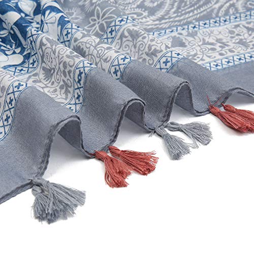 Yeieeo Boho Scarf for Women Lightweight Floral Printed Scarf Fall Winter Fashion Fringed Shawl - color: Floral 8