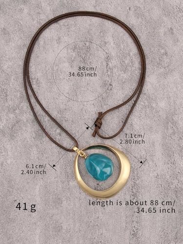 Chunky Necklace for Women Boho Pendant Necklace Statement Western Choker Necklaces for Women Vintage Bohemian Jewelry - style: Casual Long Necklace