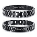 Custom Mens Bracelet Personalized Watch Band Engraved Name Bracelets for Men Customized ID Cuff Wristband Gift for Dad Husband - style: Black - 1.5cm_new