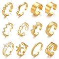 Liliaafar 12 Pcs Gold Open Toe Rings Set for Women High Color Retention Adjustable Toe Band Knuckle Ring Summer Beach Party Foot Jewelry