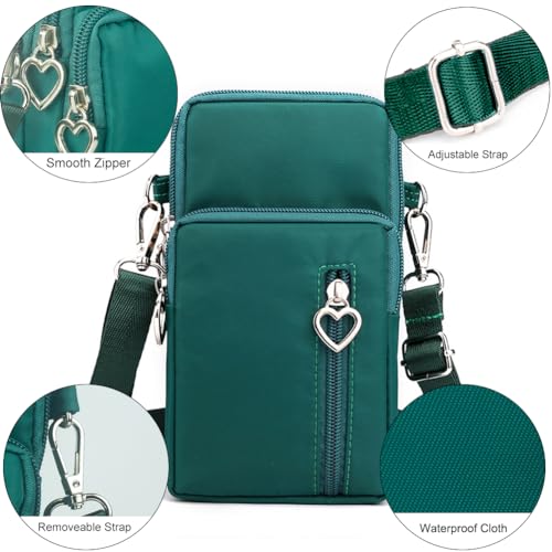 JANKS Small Crossbody Bag for Women - Mini Phone Purses with Crossbody Strap and Wallet - Nylon Arm Bag - color: A-green