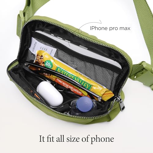 ODODOS Unisex Mini Belt Bag with Adjustable Strap Small Fanny Pack for Workout Running Traveling Hiking, Olive - color: Olive