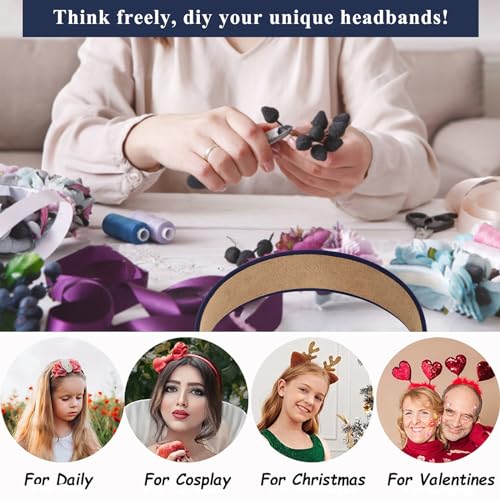 Wecoe Hairband, 10 Pack Satin Headbands 1.3 Inch Wide, Dark Navy Blue, for Women and Girls, Non Slip Fashion Hair Bands, DIY Holiday Hair Accessories - color: Dark Navy Blue