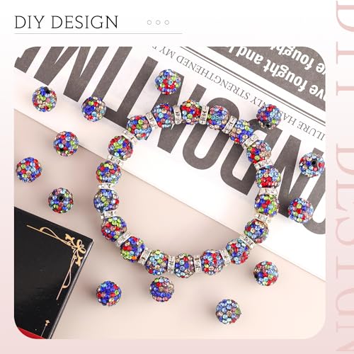 100pcs 10mm Rhinestone Beads for Jewelry Making, Black Mixed Shiny Round Shamballa Disco Beads Bulk, Sparkle Crystal Clay Christmas for Bracelet Baseball Necklace Earring Crafting and DIY - color: Black Mixed, size: 10mm/100pcs