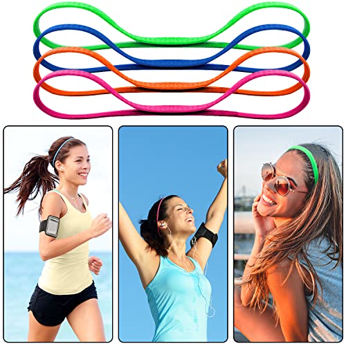 Duufin 20 Pieces Elastic Sport Headbands Non Slip Grip Elastic Headband Thin Colorful Workout Headbands for Women Men and Girls, 20 Colors - color: Candy Color