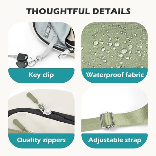 TOPEAST Anti Theft Crossbody Bags for Women Men, Small Sling Crossbody Bag Travel Purse Shoulder Wallet with RFID Blocking - color: Beige & Green