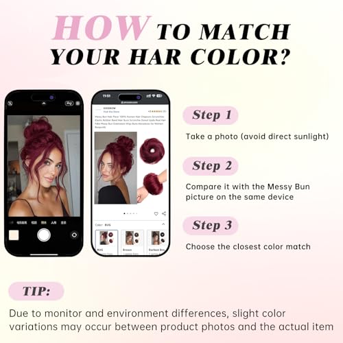 Messy Bun Hair Piece 100% Human Hair Chignons Scrunchies Elastic Rubber Band Hair Buns Scrunchie Donut Updo Real Hair Fake Messy Bun Extensions Wigs Buns Hairpieces for Women Burgundy - color: BUG