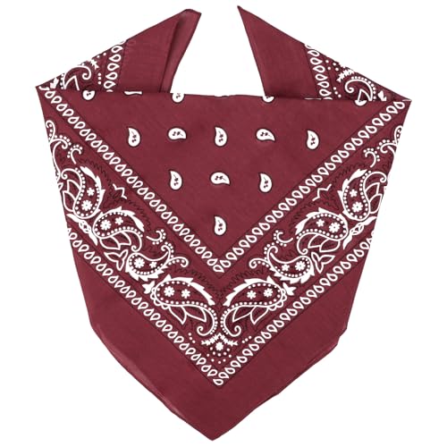 ZENO 100% Cotton & Natural Fibers Bandana Scarf - Soft, Durable, Machine Washable – Unisex for Men & Women - color: Deep Red Single