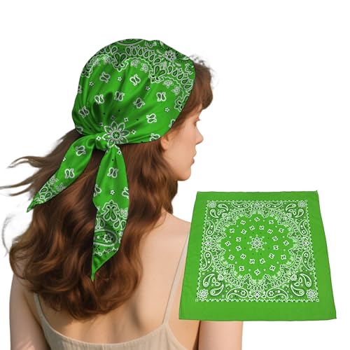 Bandana Single Pack Soft Thin 27 inch Cotton Paisley Extra Large Headwear - color: Green