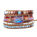 Women Wrap Bracelet Boho Natural Jasper Crystal Stone Beads Strand Bracelets - color: Emperor Stone