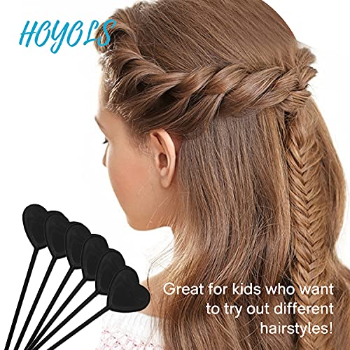 Hoyols 12pcs Quick Topsy Tail Hair Beader for Braiding Beads on Braids, Loop Threader and Braider for Kids Girls, Ponytail Hair Styling Maker Set of 12 - Black - color: 12pcs Black