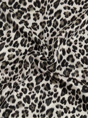 RoseSeek Women's Cheetah Print Silk Head Scarf Leopard Satin Rave Hair Scarf Headband Square Scarves - color: Red Leopard