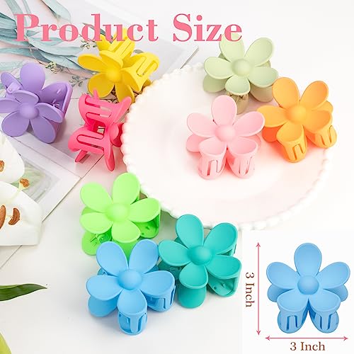 Flower Hair Clips for Women - 9 PCS Matte Claw Clips With Strong Hold for Thick and Thin Hair - Non Slip, 9 Styles - color: A-Multiple Colors