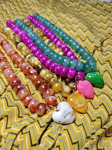 Chunky Colorful Beaded Statement Boho Summer Beach Chokers Necklace Heart Pendant Pink Green Yellow Brown Fashion Jewelry - color: Brown