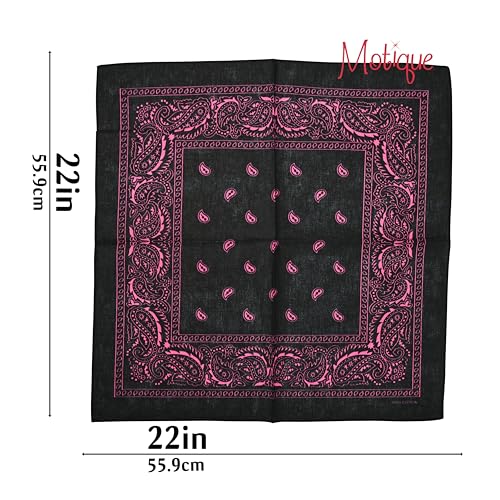 Motique Accessories Two Tone Paisley Bandana - Set of 3 - color: Black Pink