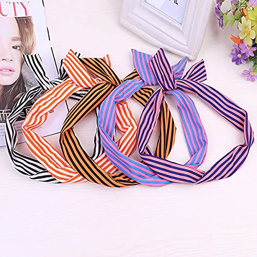 6Pcs Fashion Twist Bow Wire Headbands Head Wrap Bunny Rabbit Ears Wired Hairbands Hair Holder Hair Accessories for Women and Girls