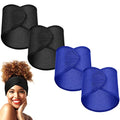 Haysandy 4 Pcs Mesh Hair Wrap for Women Pixie Hair Mesh Wrap Adjustable Pixie Cut Head Band for Sleeping Styling Makeup(Black, Blue) - color: Black, Blue