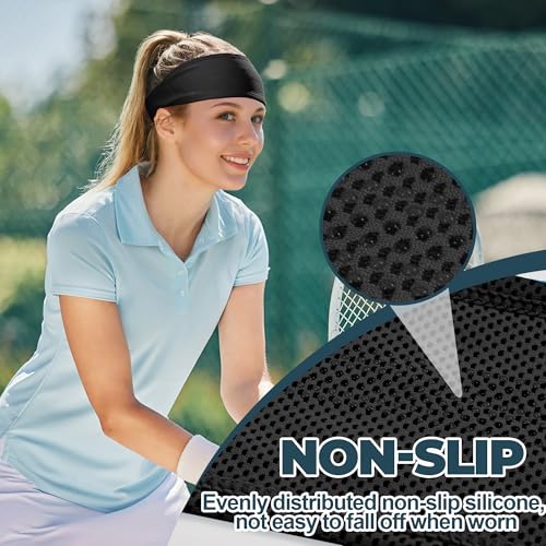 Sukeen Cooling Headbands for Women, Instant Cooling Moisture Wicking Non-Slip Sweatbands for Women Running Fitness Yoga - color: Black/Blue/Rose Red/Gray