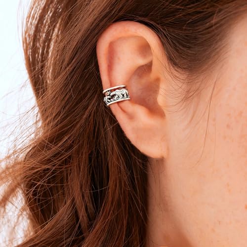 CHIC & ARTSY 925 Sterling Silver Ear Cuffs for Women, Non Piercing Clip On Cartilage Cuffs, Adjustable Fake Conch & Helix Earrings, Gold Plated & Oxidized Various Styles - color: ear cuff #35