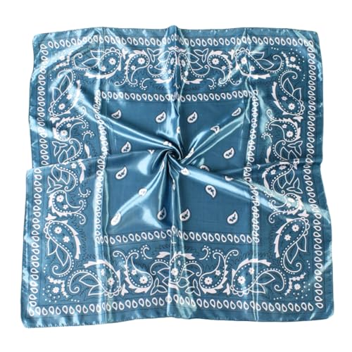 35” Satin Large Square Head Scarves-Like Silk Satin Scarf for Hair Wrapping at Night Bandana Square Scarf for Sleeping - color: Little Water Drop-blue